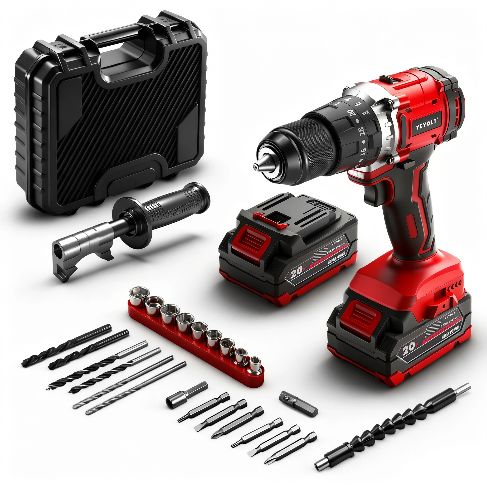 YEVOLT 20 V Akku-Bürstenloser Bohrschrauber – 100 Nm Industriequalität mit hohem Drehmoment für Hochleistungsaufgaben, Bohrarbeiten aus Metall/Holz