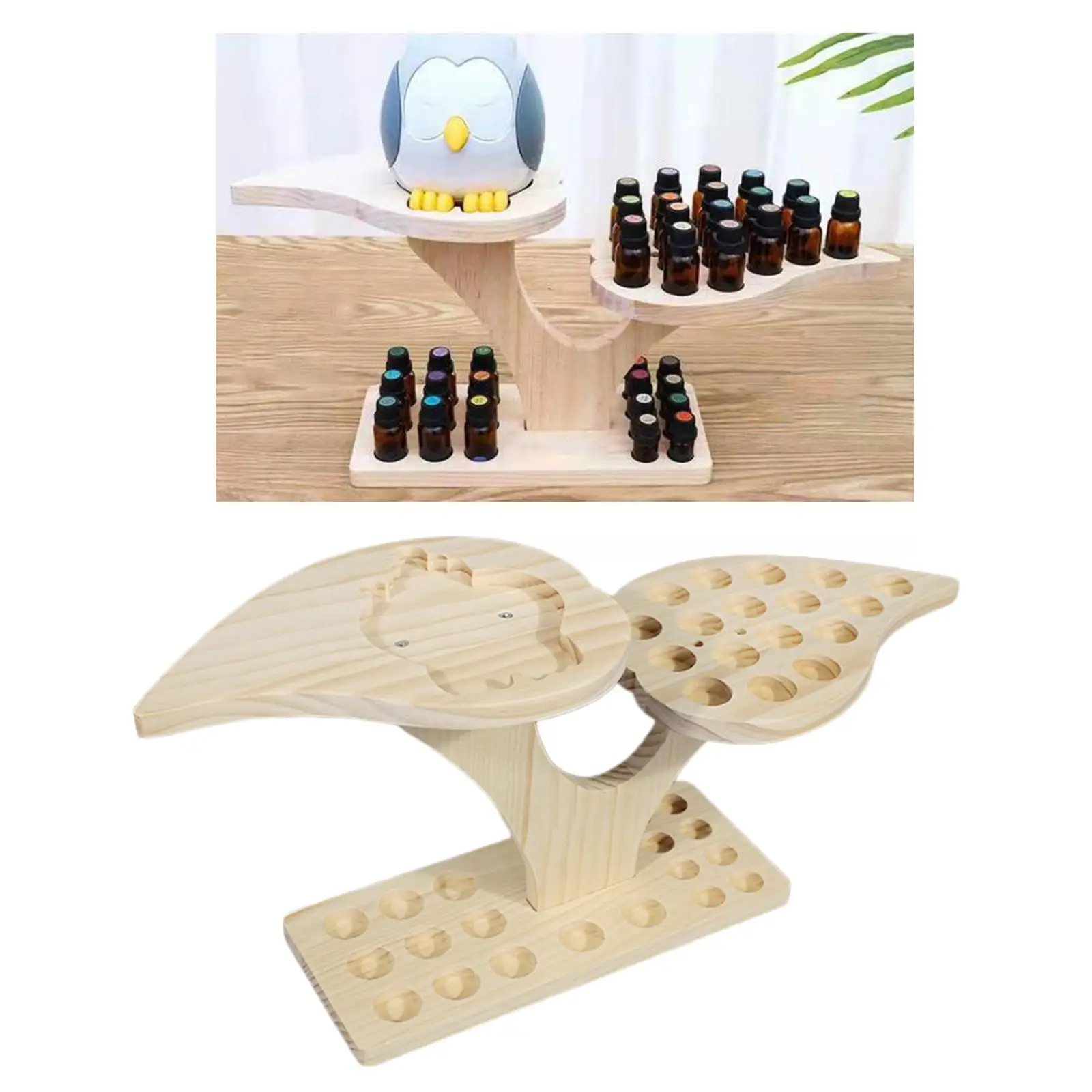 36 Slots Wooden Essential Oils Stand Diffuser Holder Carousel Multi