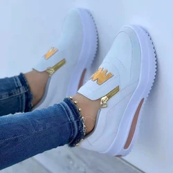 Women's Sneakers Platform Shoes Side Zipper M Printed Female Vulcanized Shoes Lightweight Casual Shoe Plus Size 43 Women Shoes