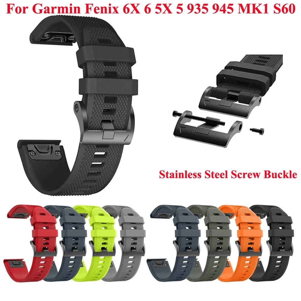 26 22MMSilicone Screw Buckle Watch Band Strap For Garmin Fenix 6X 6Pro 7X 7 5 5XPlus Epix2 Easyfit Wristband Smartwatch Bracelet