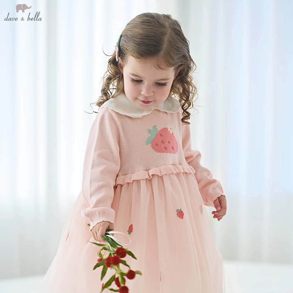 

Dave Bella Autumn Winter Lace Mesh Dress Girls Long Sleeves Party Princess Dress Children's Christmas Birthday Clothes DB1250921