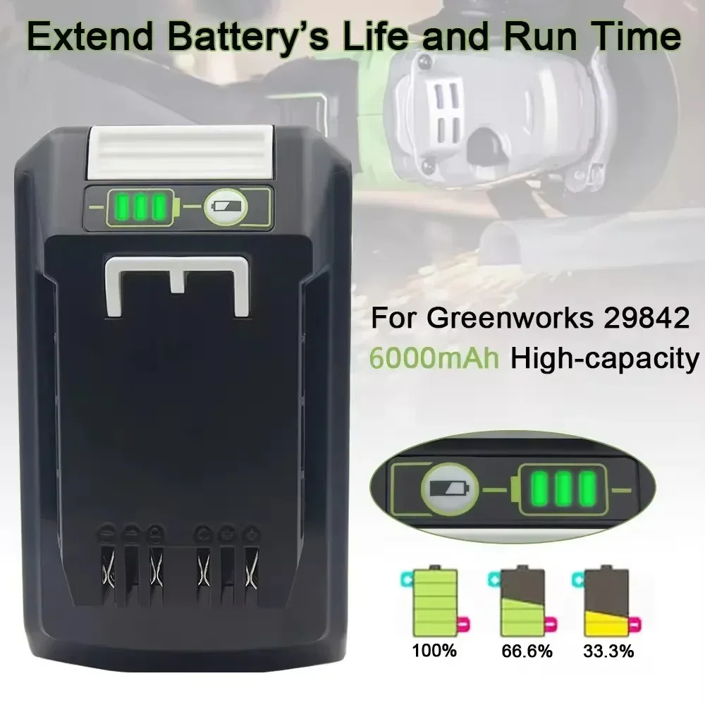 For Greenworks 24V 6.0Ah Lithium Battery Greenworks Battery for Greenworks 24V 48V Tools MO24B410 MO48L4211 HT24B210 21342