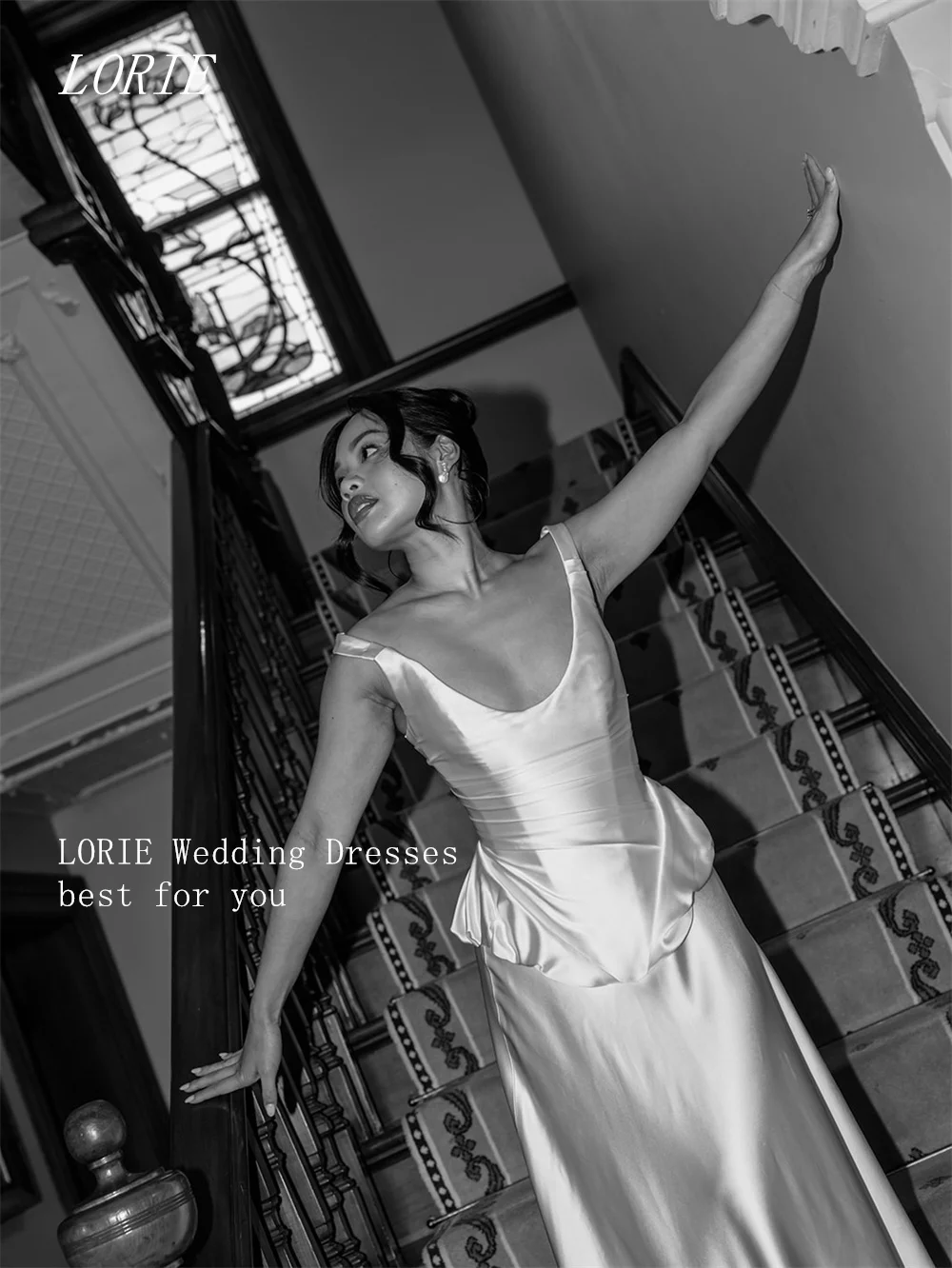 LORIE Elegant A Line Civil Wedding Dress Off The Shoulder Bridal Dresses Self Cultivating Plain Wedding Gown Customized 2026