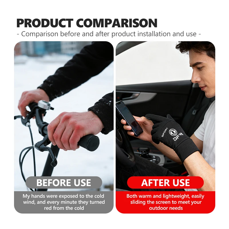 Waterproof Winter Warm Gloves Thermal Finger Touchscreen Gloves For Dongfeng Motor DFM Aeolus ax3 k01 Ax5 580 DFSK Glory 360 view 5