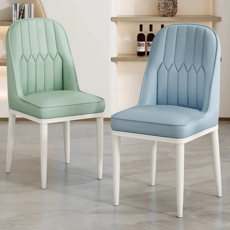 

#Modern Italian-Style Leather Upholstery Metal Frame Dining Chair for Hotel Restaurant Conference Room Home Use Cream Style