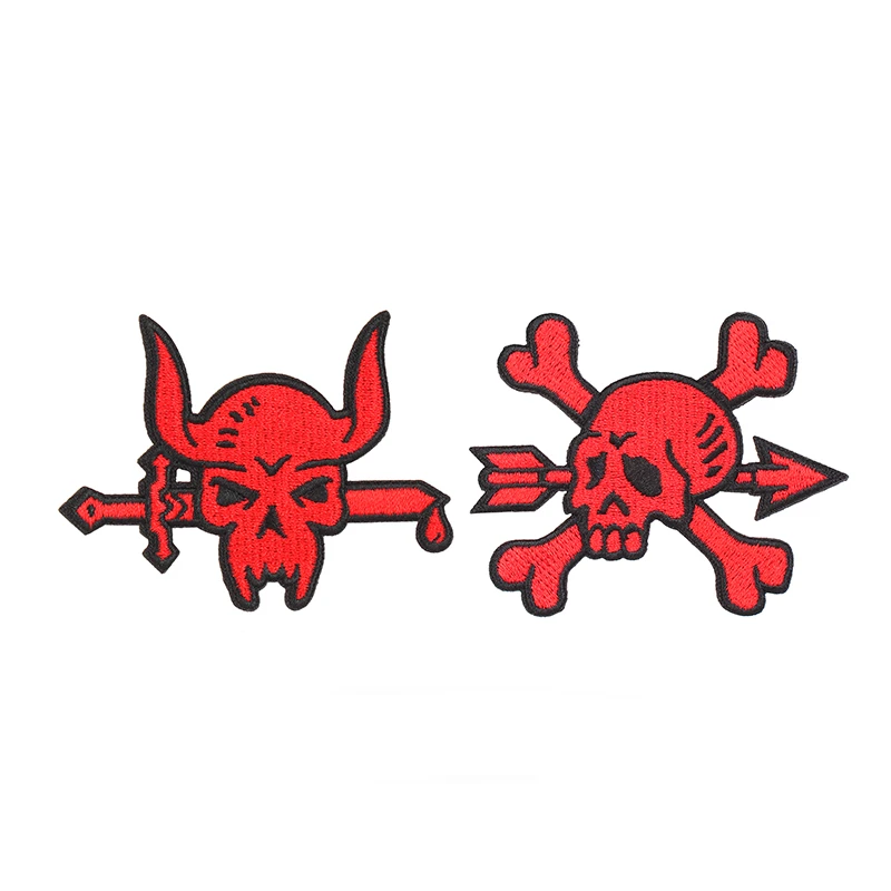 Red Monster Skeleton Slayer Embroidered Patch Insert Knife Sword Killer Tactical Badge DIY for Clothing Backpack Decoration