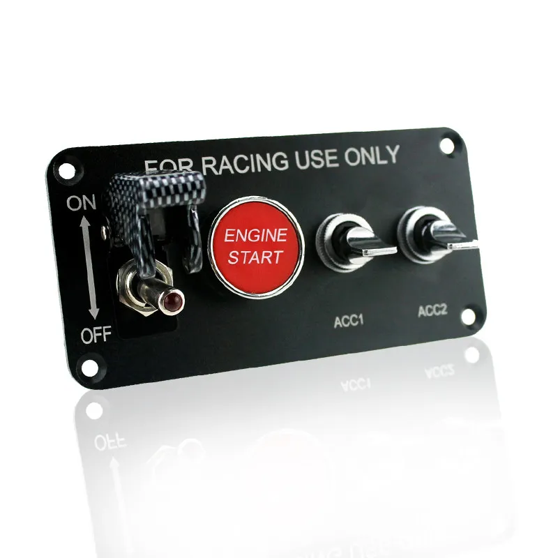 RV Yacht Ignition Switch Modified Flash Fog Light Top Light One-click Start Led Toggle Switch Carbon Fiber 12V
