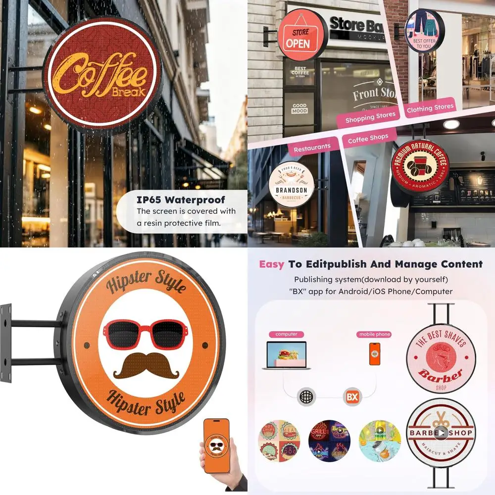 

Outdoor Wall-Mounted Round LED Signage - P2.5 Waterproof, 3000 cd/m² Brightness for Store & Commercial Displays (Double-Sided)