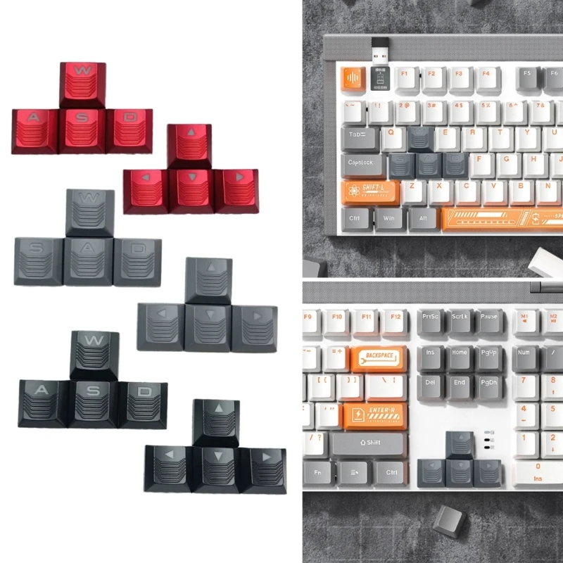 Anti-Rutsch-Gaming-Tastatur-Tastenkappen-Set, 8-teiliges WASD- und Richtungsbedienelement, griffige Kunststoff-Tastenkappen für