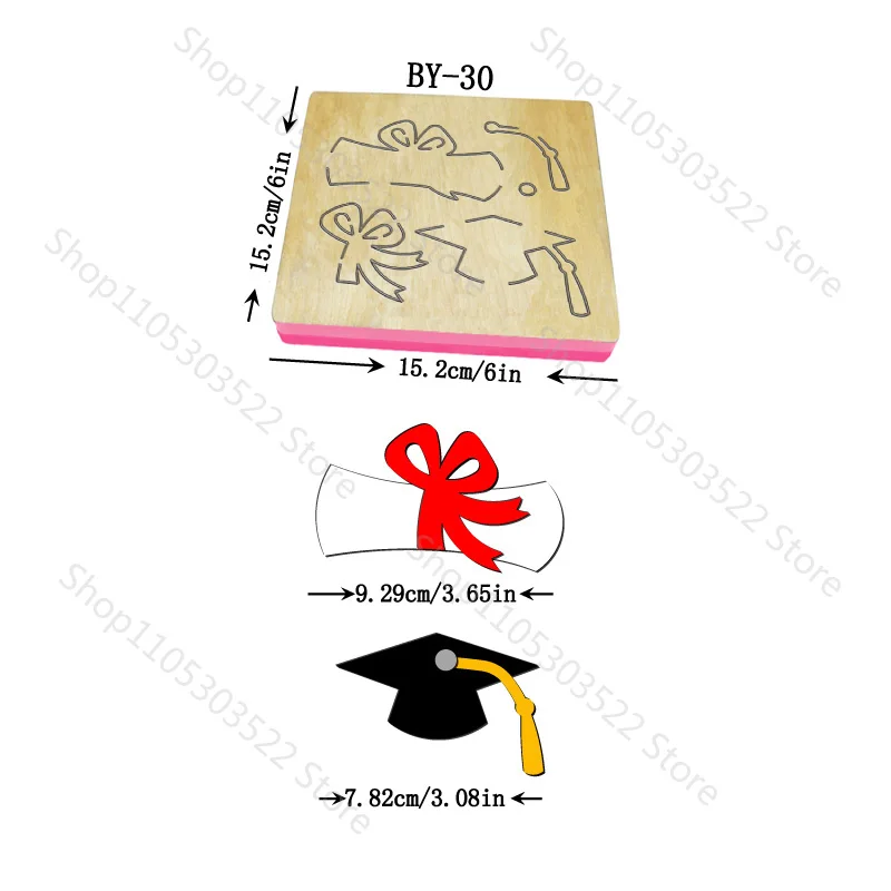

New Wooden Graduation Hat Cutting Dies for Craft Machines Compatible with Popular Mold Cutting Devices BY-30