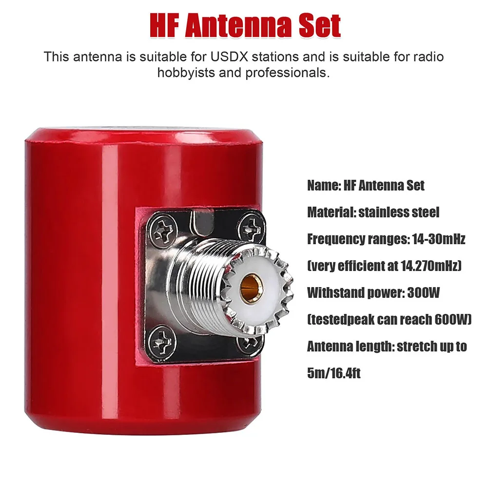 

14M-30MHz 300W-600W HF Antenna, Stainless Steel 1/4 Wavelength, For USDX QRP Radio Suitable For Amateur Professional Radio