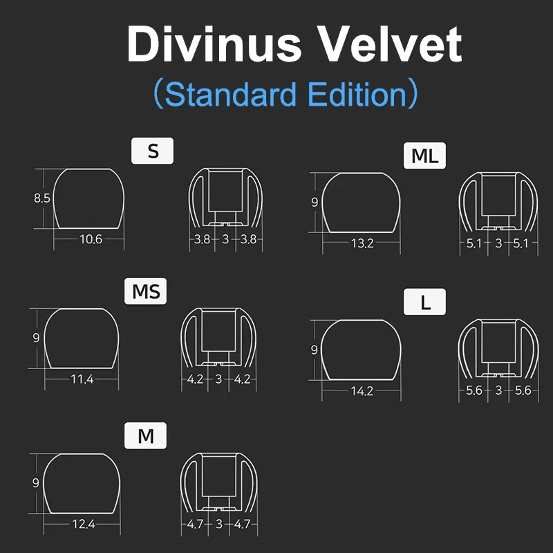 DIVINUS 벨벳 와이드 보어 실리콘 이어팁, FiiO, DUNU, Hidizs용 소프트 딥 이어 팁, 4-6mm 깍지 이어폰용