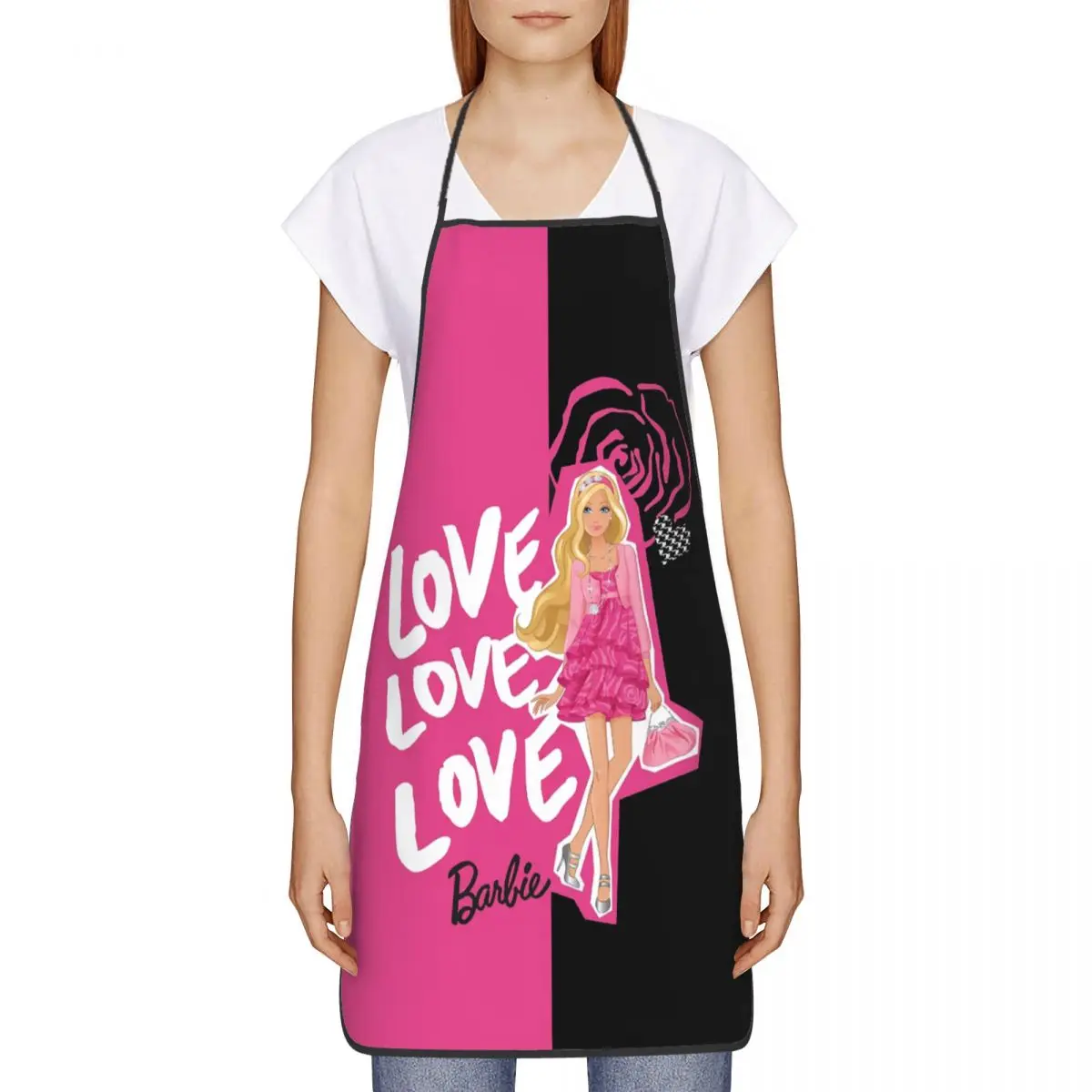 Custom Pink Girl Barbie Apron for Women Men Unisex Bib Kitchen Cooking Tablier Cuisine Chef Gardening