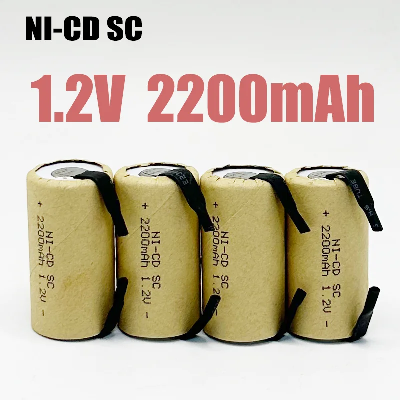 

1.2V Battery SC Rechargeable Battery 1.2V 2200mAh Sub C NI-CD Cell With Welding Tabs for Electric Drill Screwdriver DIY BATTERI