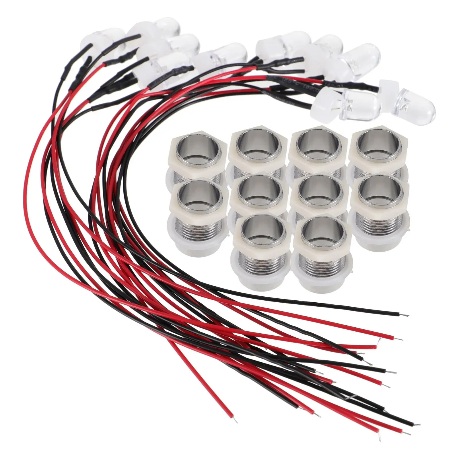 

10pcs LED Lamp Bead 6V-12V Metal Base Emitting Diode Pre-Wired Light for DIY Projects Car Decorations Signal Indicator