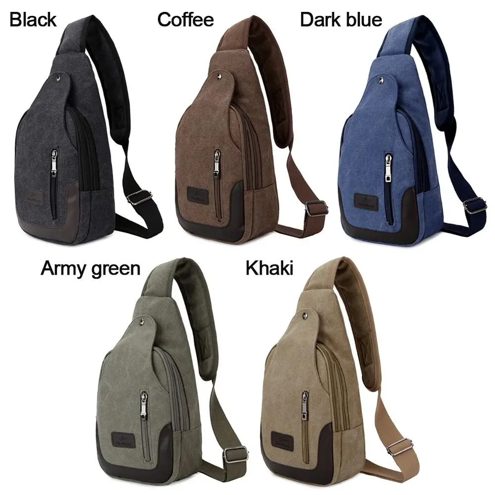 Fashion Casual Men Crossbody Bag Multifunctional Vintage Canvas Satchel Shoulder Sling Chest Pack Outdoor Travel Phone Purse