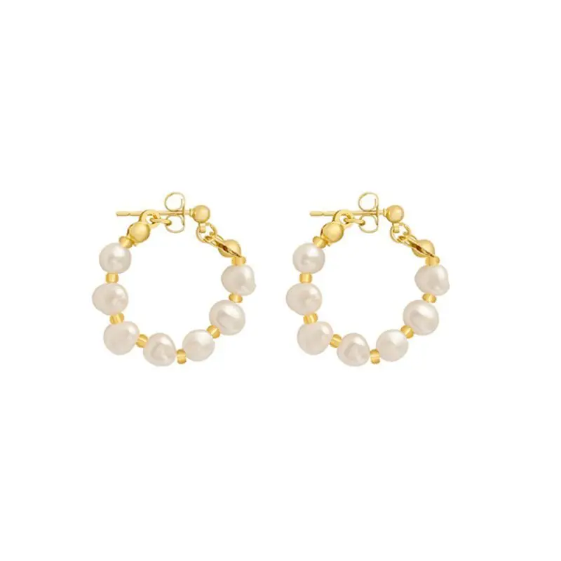 Boucles d\'oreilles en perles d\'eau douce naturelles remplies d\'or 14 carats pour femmes, glands pour dames, bijoux anti-allergie, personnalité, mode