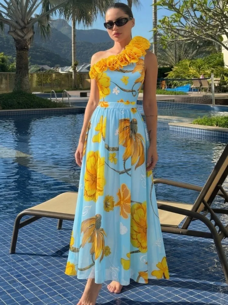 Retro Bikini Printed Fashion Two Piece Swimsuit And Cover Up With Skirt Tight Women's Bandage Summer Beach Luxury Elegant