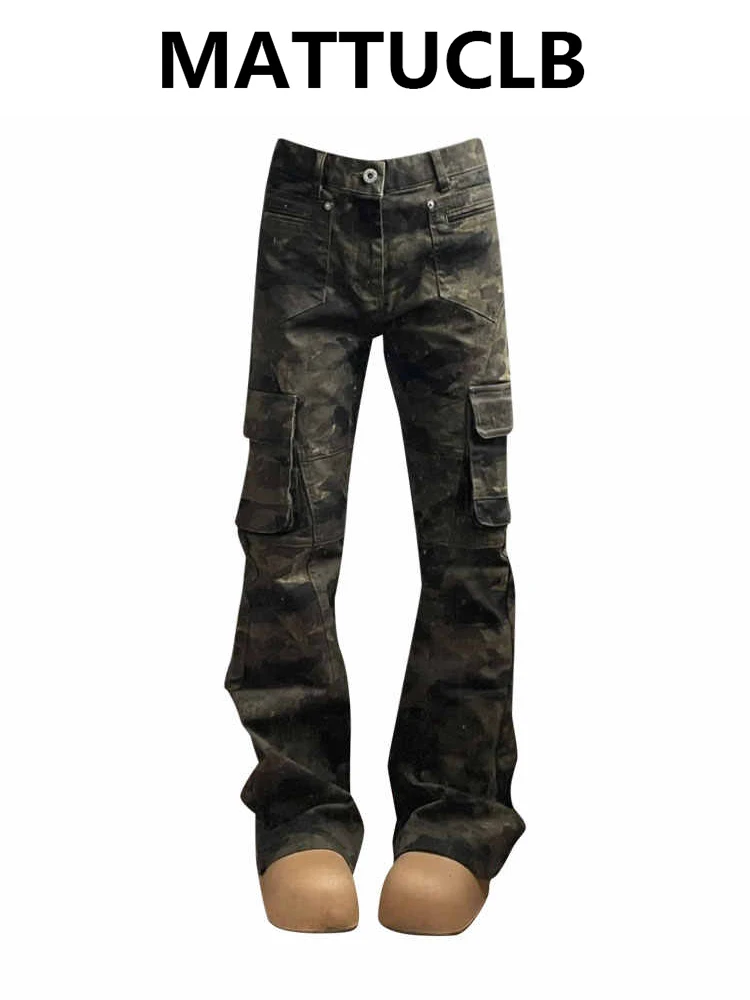 

Женские расклешенные джинсы-карго, камуфляжные Harajuku, японские джинсовые брюки с низкой посадкой, Abi Y2k Bell Bottom, американский ретро Gyaru Bootcut, новинка