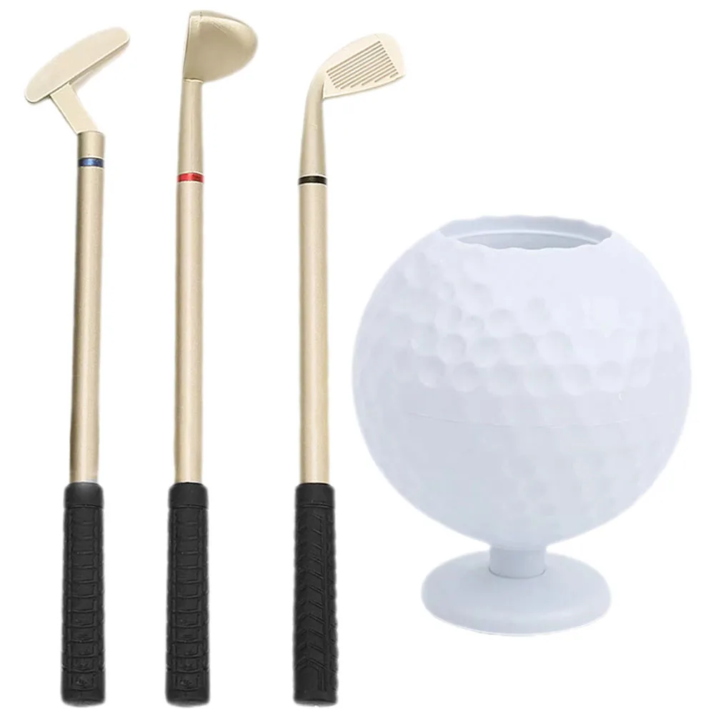 

1 set Golf Pen Holder Golf Ball Pen Vase Desktop Stationery Organizer Metal Plastic Adornment Gifts Men Office Decor