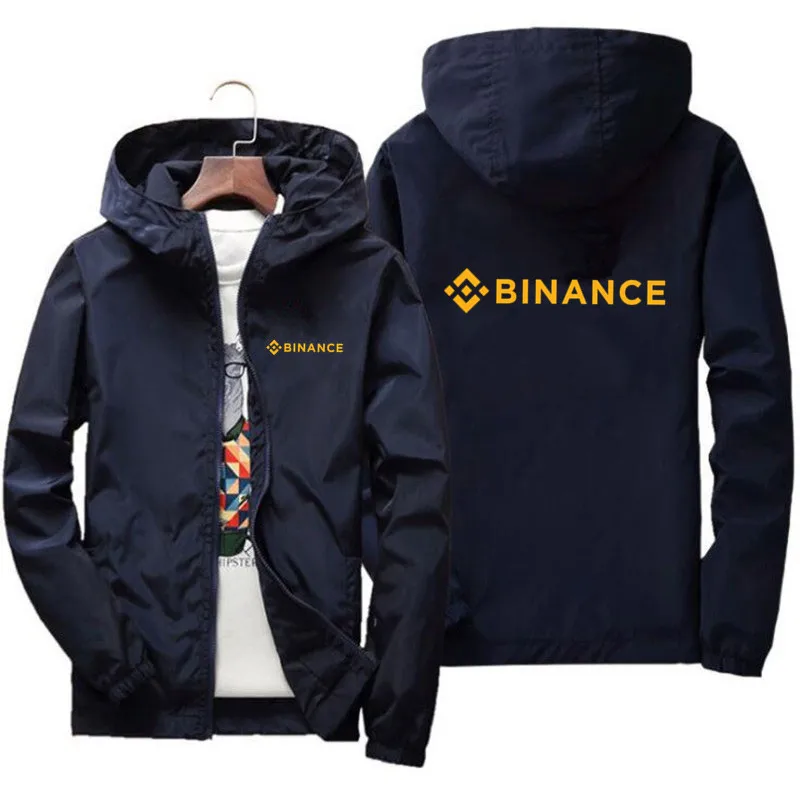 Spring Summer New Men\'s Jacket BINANCE Coat Simple Solid Baseball Neck Zipper Windbreaker Coat Cycling Coat