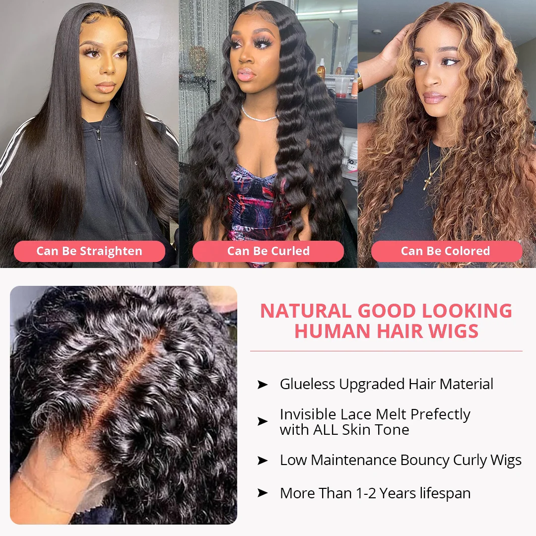 Kinky Curly 13x6 Lace Frontal Human Hair Wigs For Black Women 34 Inches Curly Human Hair HD Transparent Lace Wig