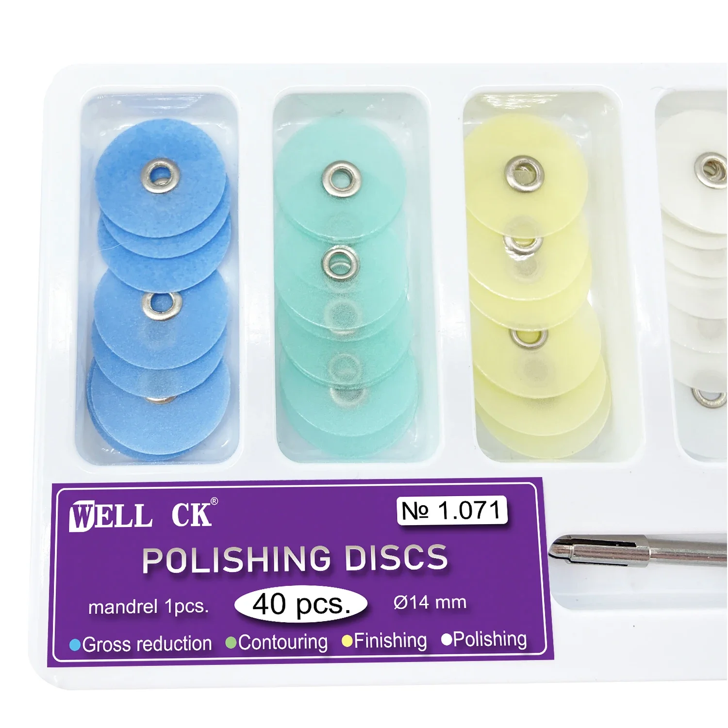 WELLCK-discos de Pulido Dental, mandril de contorno de reducción bruto, consumibles, materiales dentales, blanqueamiento Dental