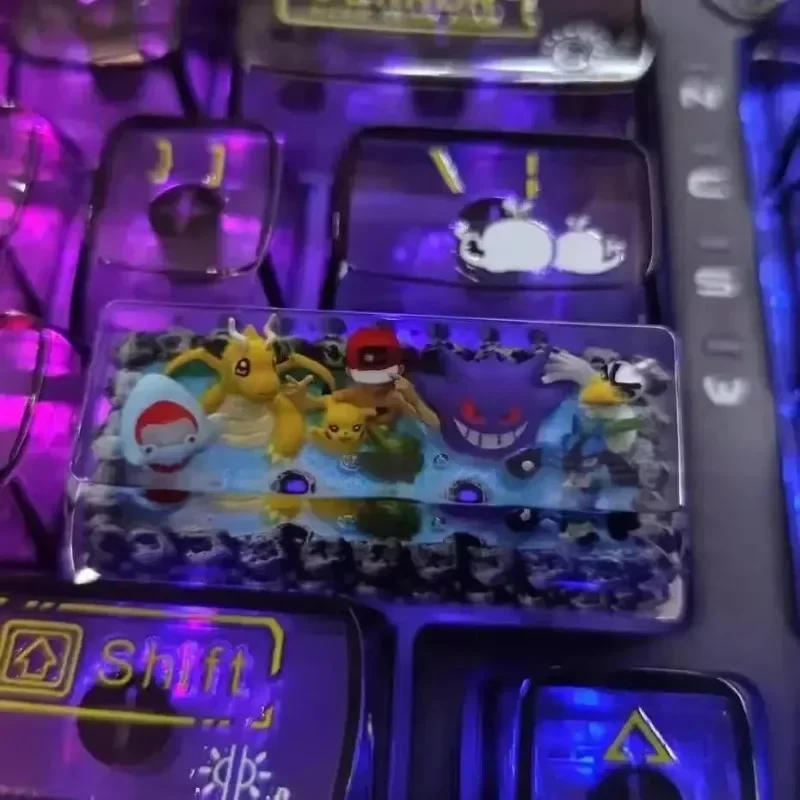 PTCG Pokemon Anime Enter Keycap Resin Transparent Ash Ketchum Champion Gengar Mechanical Keyboard Stereoscopic ENTER Keycap