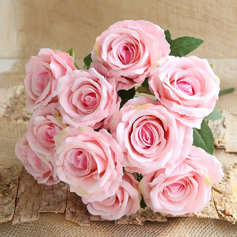 Artificial Roses Bouquet Flannel Fake Flowers Valentine\'s Day Gift Balcony Garden Decoration Simulation Flower Orange Rose