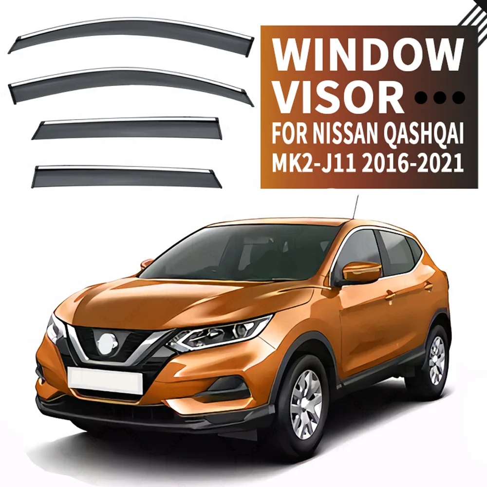 

Хромированные полоски, защита от дождя для NISSAN Qashqai 2013-2021, оконный козырек, ветровые дефлекторы, дверной козырек, вентиляционные шторы, вентиляционный козырек