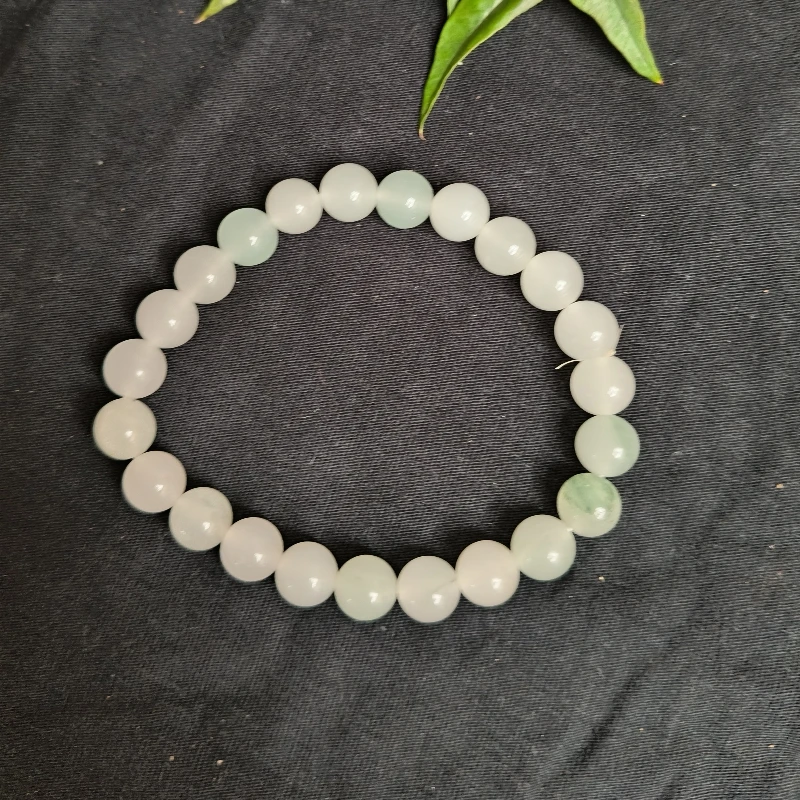 Tian Shan Cui Men's and Women's Bracelet Natural Jade Classic Bracelet 8mm Beads Crystal Clear