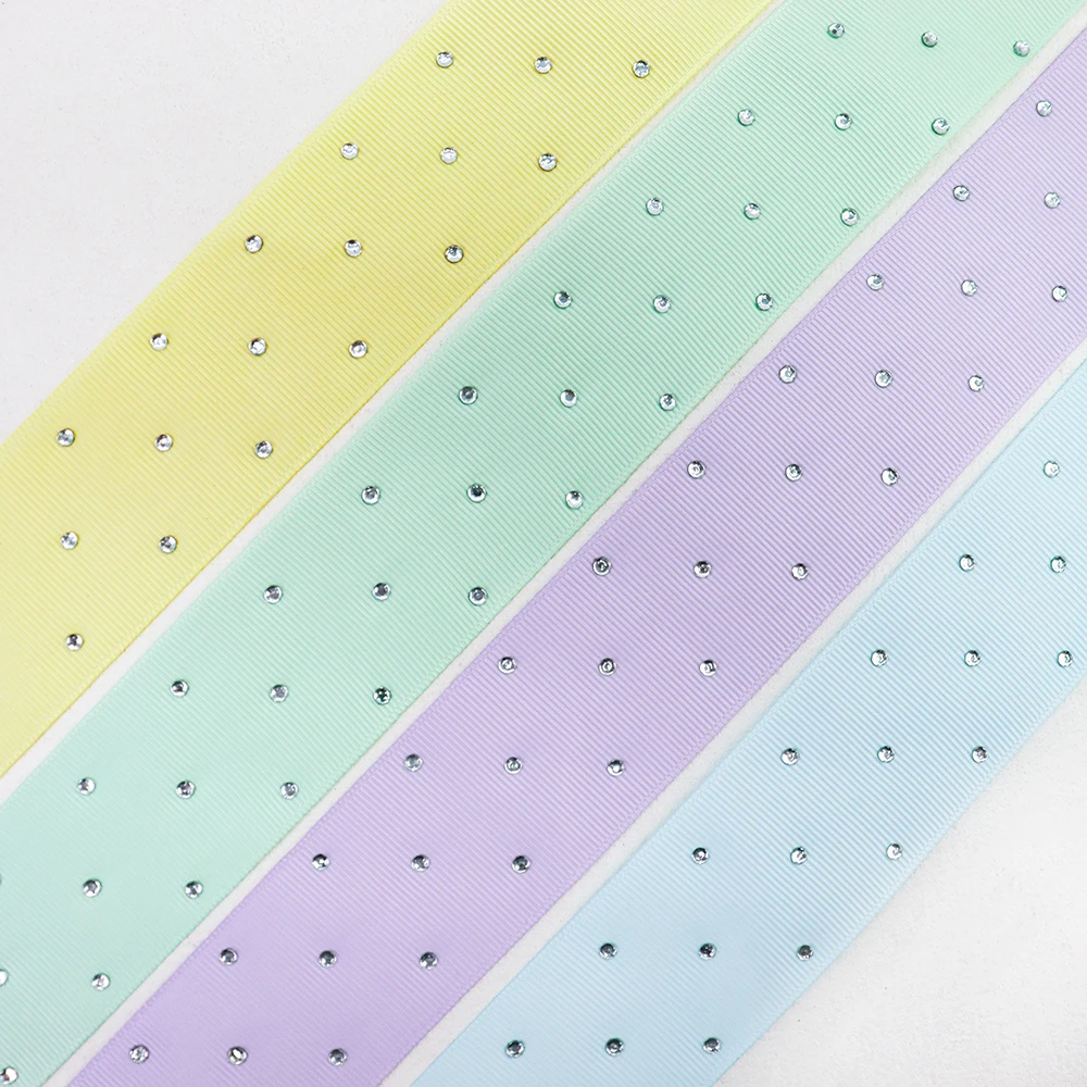 1-1/2\'\' 38mm Diamond Craft Multicolour Grosgrain Ribbon For DIY Rhinestones Hair Bow Materials Home Textile Gift Packaging