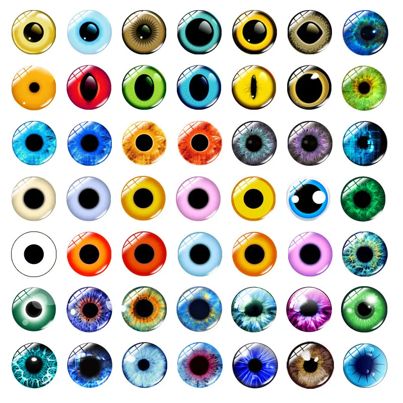 New Glass Eyes Cabochons In Pairs 8mm-20mm Round Dome Dragon Cat Animals Eye Dolls DIY Jewelry Accessory MIX Pupil Eye Cameo