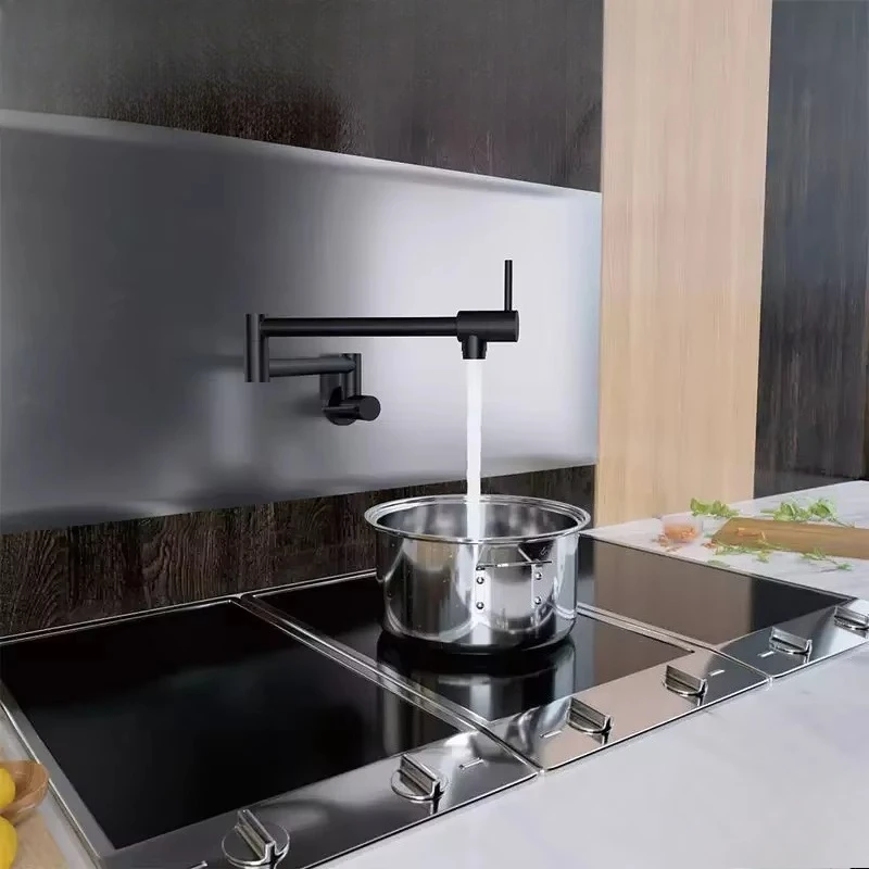 

Складной кухонный смеситель свободного вращения, кухонные смесители из твердой латуни, смеситель для наполнителя кастрюли для семейного использования
