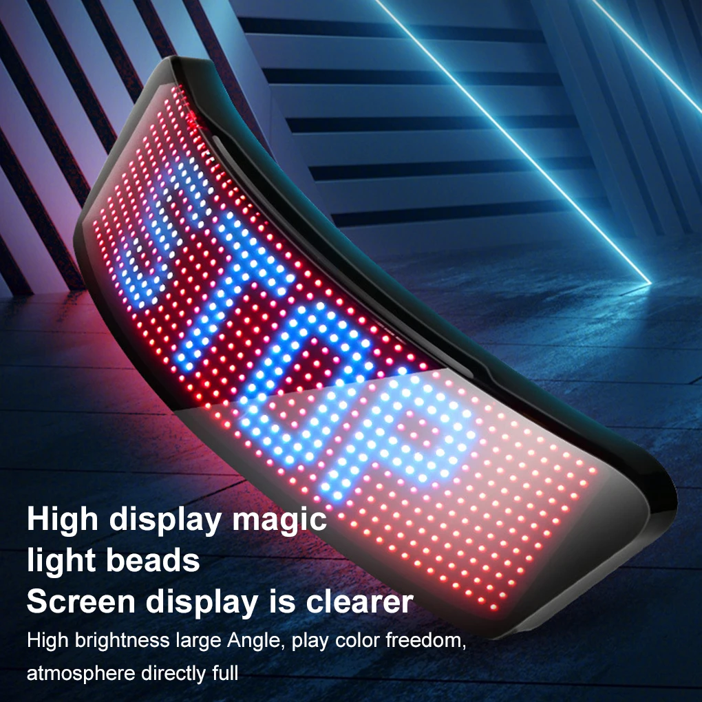 Motorcycle Helmet LED Display Screen Night Riding Warning Light Bike Ski Helmet Taillight APP Programmable Waterproof RGB