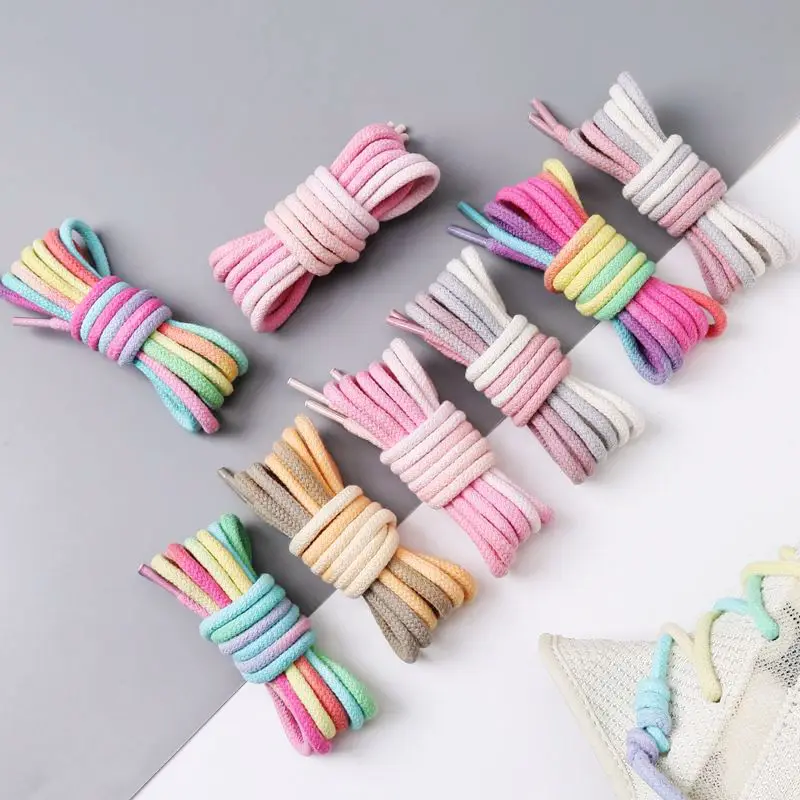 Round Shoelaces Rainbow Cotton Shoelace Quality Running Sneakers Laces 80/100/120/140/160CM Boots Shoe laces Shoes Accessories