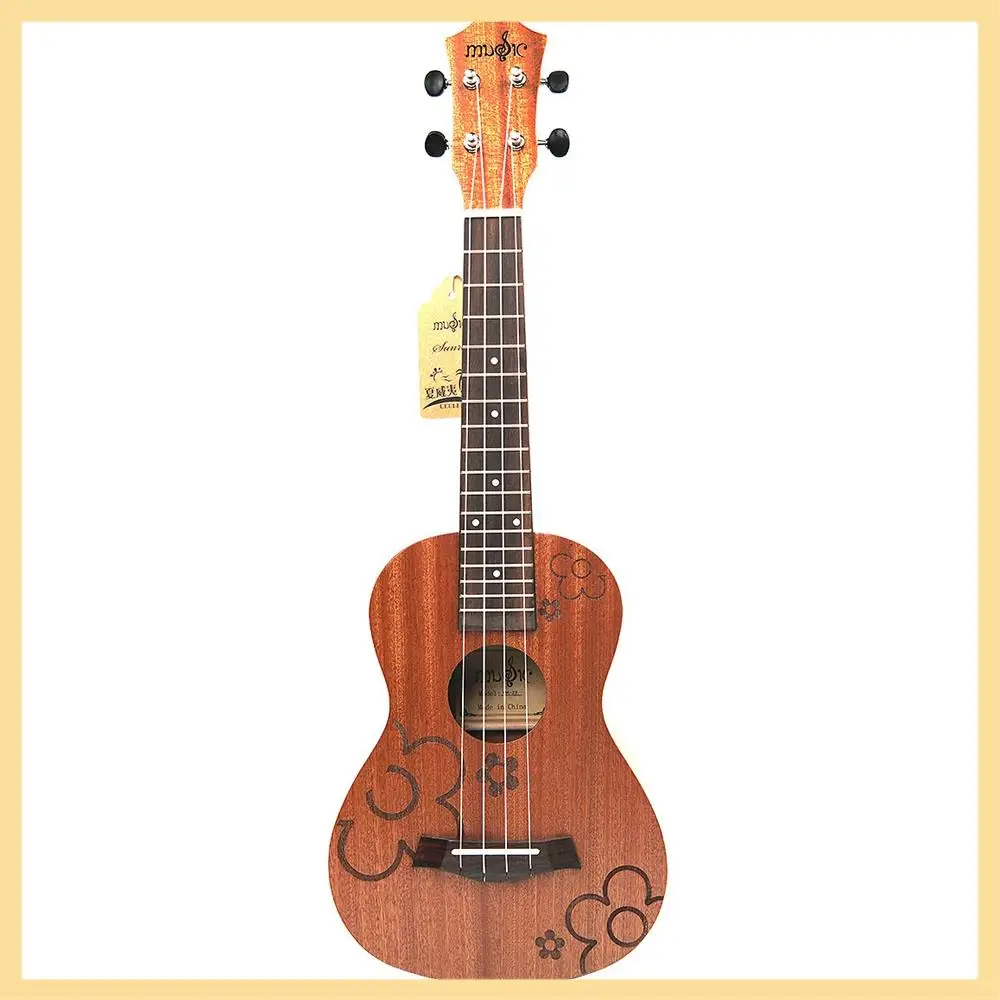 

AA90-21 Inch Ukulele Soprano Beginner Ukulele Sapele 15 Frets Flower Pattern Nylon String