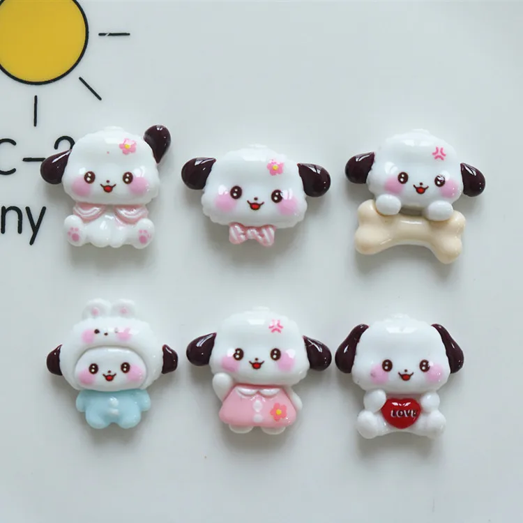 5pcs miniso series sanrio pochacco cartoon resin flatback cabochons diy crafts materials jewelry making charms