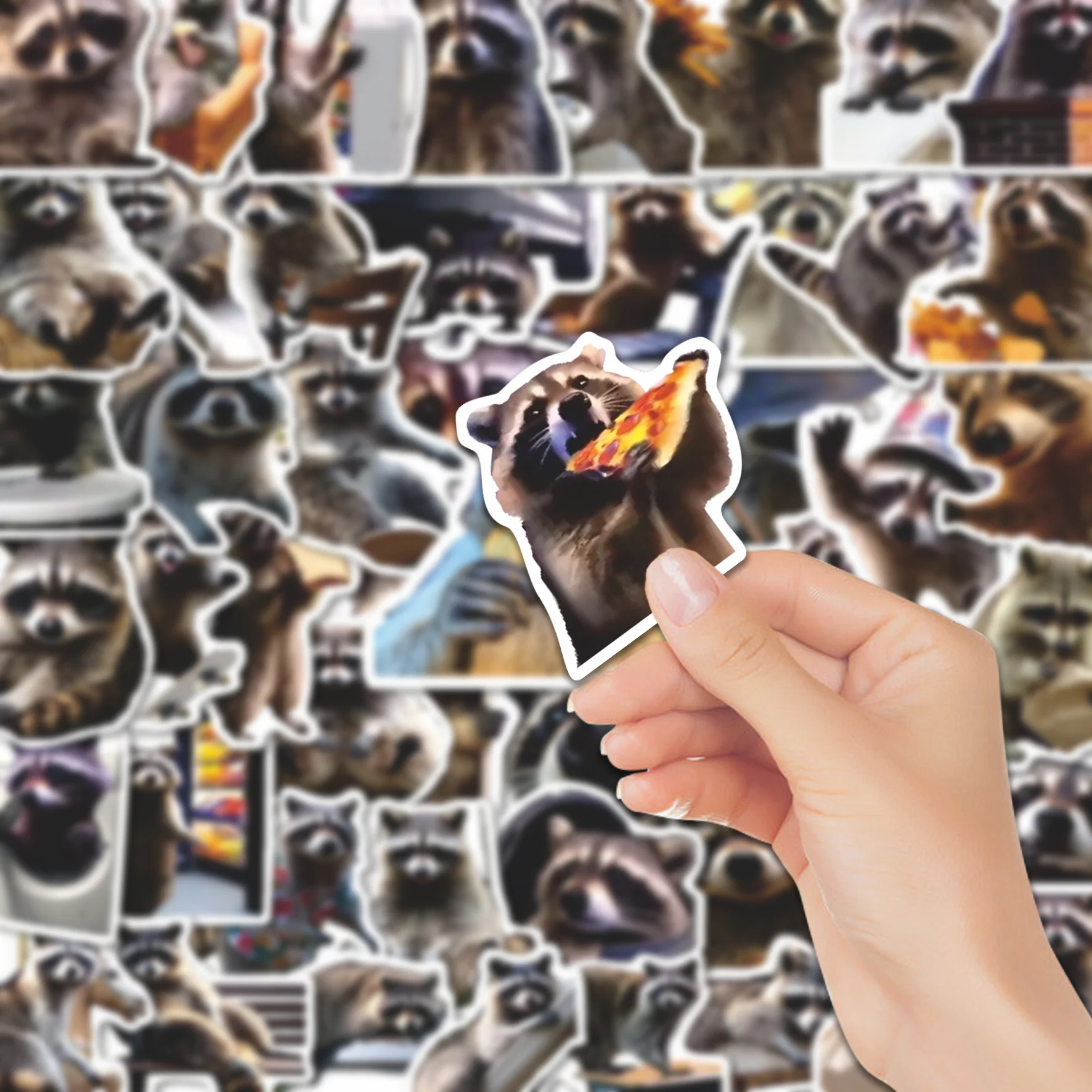50Pcs Raccoon Meme Faces Stickers Pack Waterproof Realistic Vinyl Decals for Water Bottle Laptop Phone Case Scrapbook Gift for M