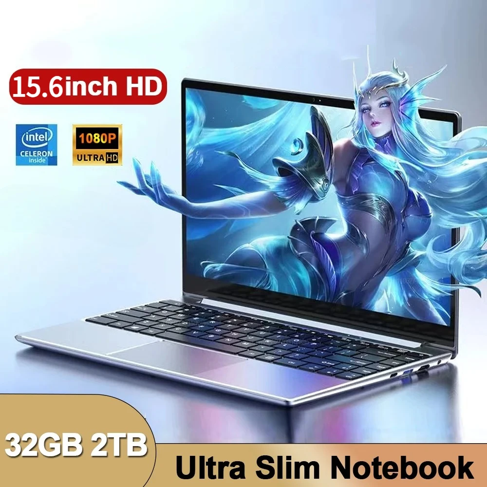 2026 Ultra Slim Business Intel Core N95 Laptops Notebook PC 15.6 Inch 32GB RAM 2TB SSD For Office Games Computer Windows