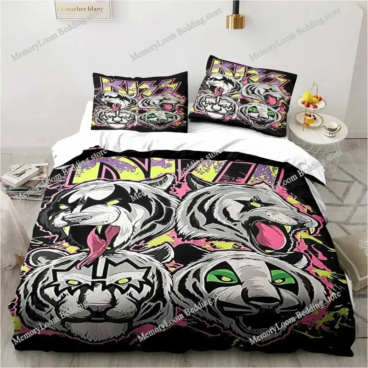 

KISS Band Chic Bedding Set Duvet Cover 3D Fashion Bedding Design King Queen Duvet Cover Double Bed Soft Cozy Set Home Textile