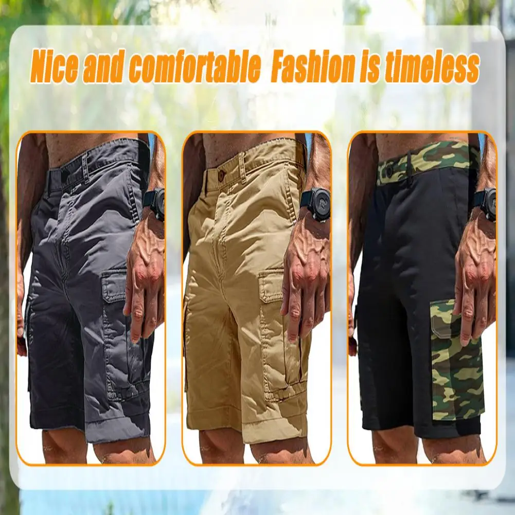 

Mens Cargo Shorts Summer Green Shorts Men Loose Multi-Pocket Shorts Homme Casual Wide Leg Short Pants