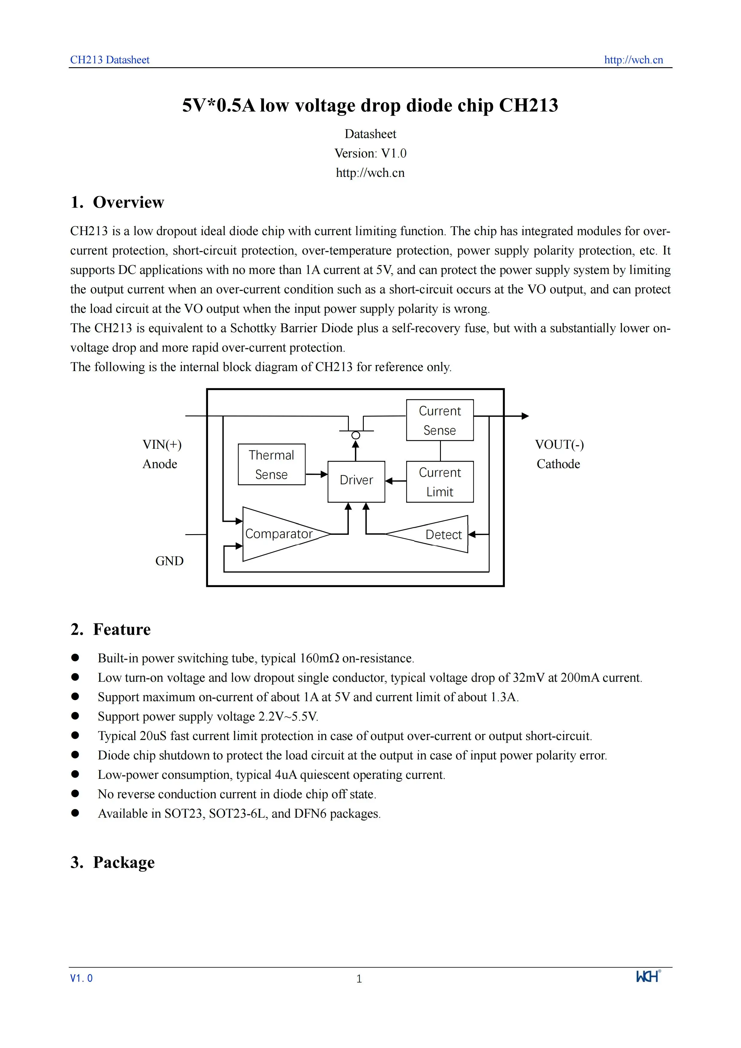 5v 0,5 ein niedriger Spannungs abfall Dioden chip ch213 mit Strom begrenzung funktion 50 teile/los – Detail 1