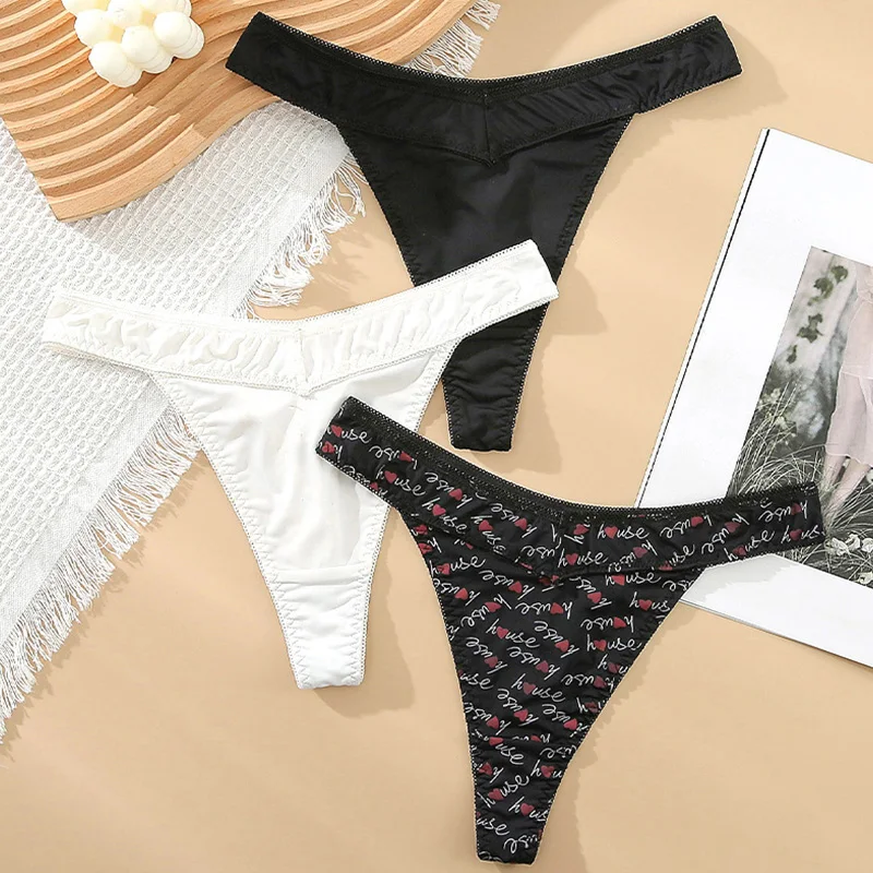 

New Women's Panties Sexy Low Waist V-shaped Thong Soft Seamless Briefs Breathable Solid G-string Female Underwear Lingerie