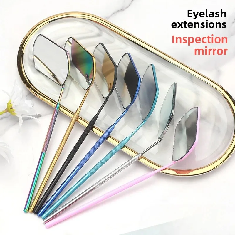Square Eyelash Extension Inspection Mirror Handheld Stainless Steel Lash Auxiliary Tool Professional Beauty Tools
