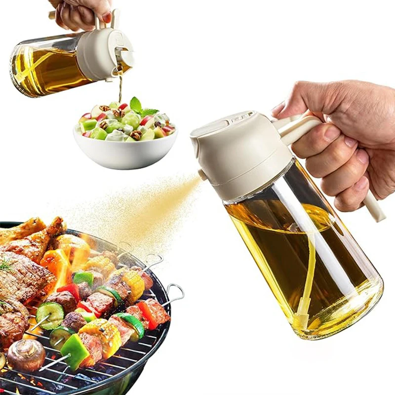 2in1 470ml Glass Oil Sprayer Oil Spray Bottle Oil Tank BBQ Kitchen Baking BBQ Picnic Kitchen Tools For Businesses