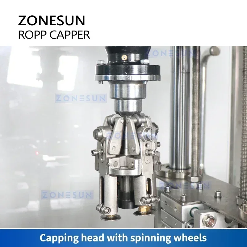 ZONESUN ZS-XG440Z Tappatore automatico ROPP per tappi in alluminio antimanomissione su bottiglie di vetro per vino e imballaggi farmaceutici