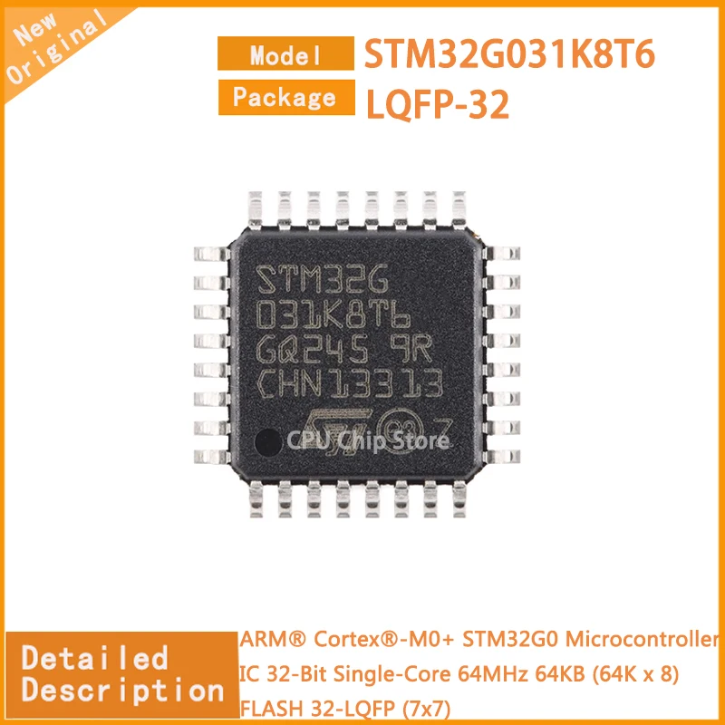 5Pcs/Lot New Original  STM32G031K8T6 STM32G031  Microcontroller IC 32-Bit Single-Core 64MHz 64KB (64K x 8) FLASH 32-LQFP (7x7)