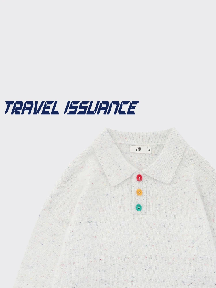 ルーズメンズポロネックセーターヴィンテージ秋冬カラードットレイジースタイルカジュアル快適ルーズフィット漢服エスニック服