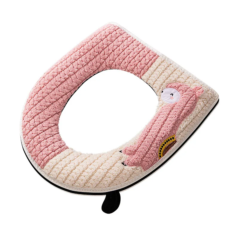 Household Zippered Toilet Seat Cushion All Seasons Universal Plush Handle Toilet lid Cover Bathroom Toilet Accessories